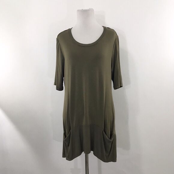 LOGO by Lori Goldstein Top Ribbed Olive Green M - Picture 1 of 8